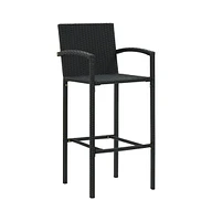 vidaXL Bar Stools 4 pcs Black Poly Rattan