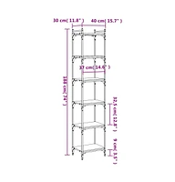 vidaXL Bookcase 6-Tier Smoked Oak 15.7"x11.8"x74" Engineered Wood