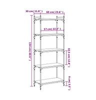 vidaXL Bookcase 5-Tier Brown Oak 23.6"x11.8"x60.6" Engineered Wood