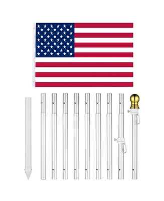 Yescom Bravery 10Ft Flag Pole Kit Aluminum Outside Inground Yard Garden with 3'x5' Usa Flag Ball Top Silver2 Packs