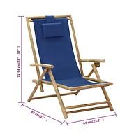 vidaXL Reclining Relaxing Chair Navy Blue Bamboo and Fabric