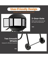 Inolait 28 Inch Portable Fire Pit on Wheels with Log Grate-Black