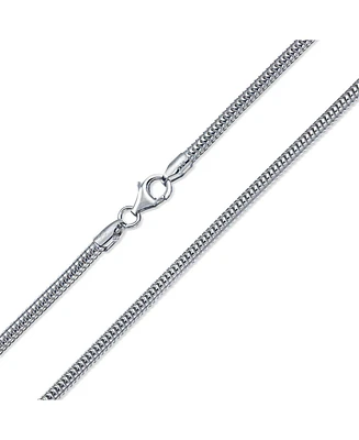 Bling Jewelry Flexible Strong Thick 320 Gauge 3MM Sterling Silver Magic 8-Sided Snake Chain Necklace For Women and Men Inch