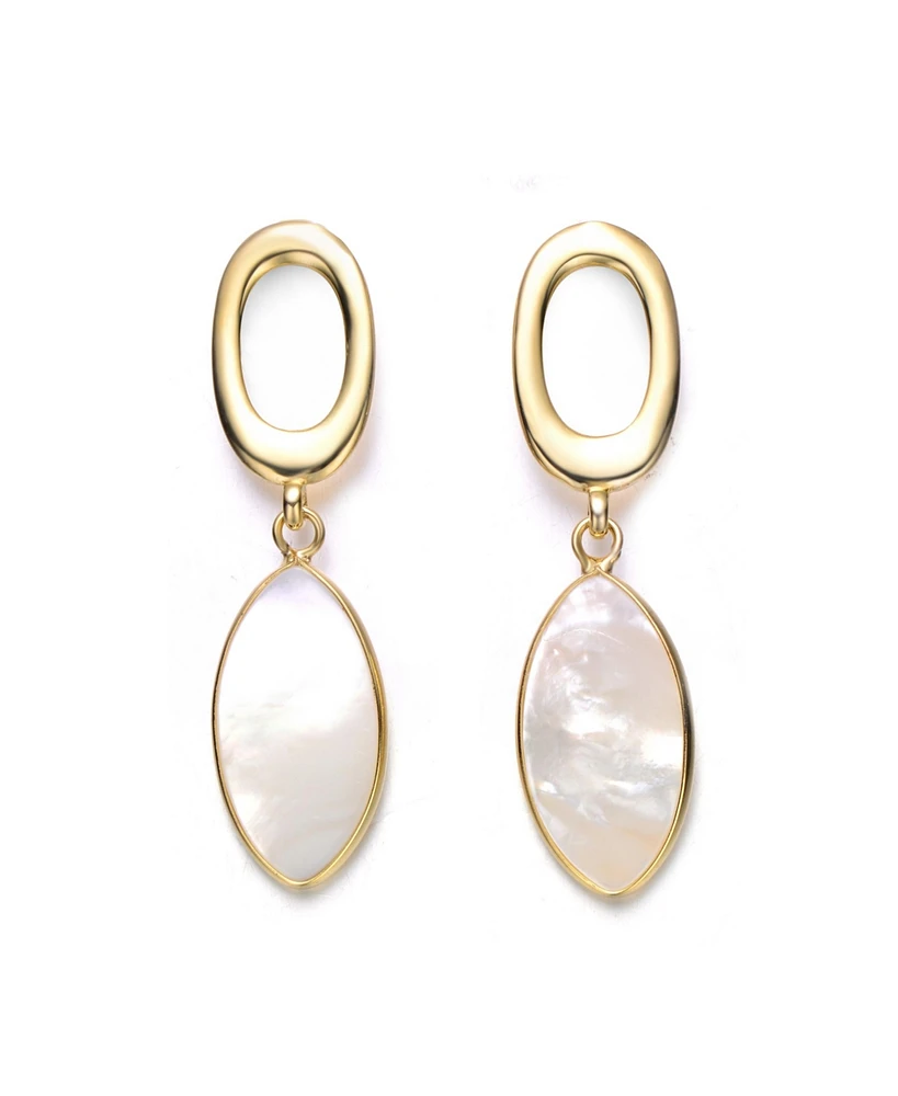 Genevive Sterling Silver with 14K Gold Plated Pearl Drop Earrings