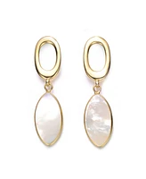 Genevive Sterling Silver with 14K Gold Plated Pearl Drop Earrings