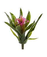 Slickblue Bright Faux Bromeliad Plant Bush for Indoor Decor (Set of 6)