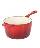 Crock-Pot 3 Qt Enamel Cast Iron Sauce Pan W/Lid - Gradient Red