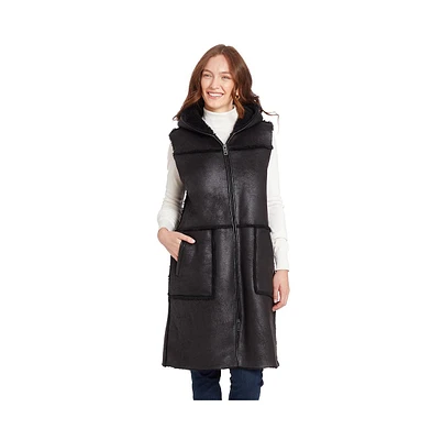 Frye Women's Kourtney Faux Shearling Hooded Vest