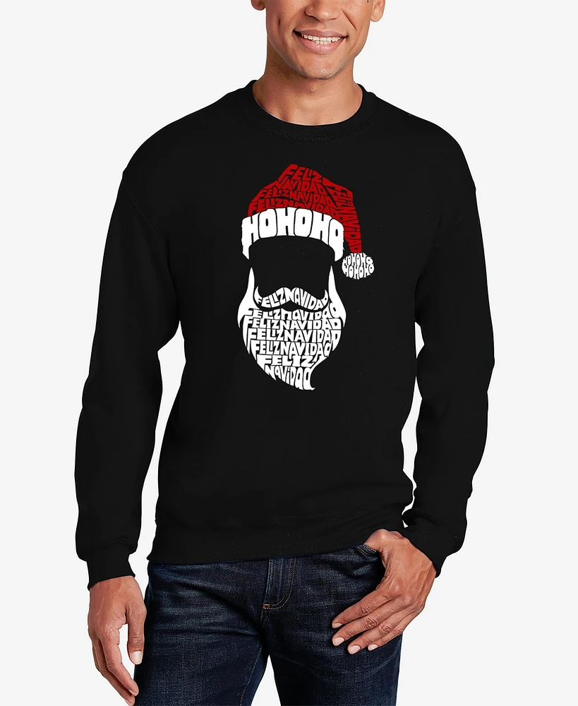 La Pop Art Men's Feliz Navidad Santa Claus Word Crewneck Sweatshirt