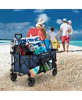 Gorilla Carts 7 Cubic Feet Foldable Utility Beach Wagon with Oversized Bed