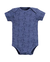 Touched by Nature Baby Boys Organic Cotton Bodysuits, Blue Peanut, 6-9 Months