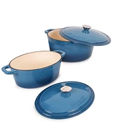 BergHOFF Neo 4Pc Cast Iron Set: 5qt. & 8qt. Covered Stockpot, Blue