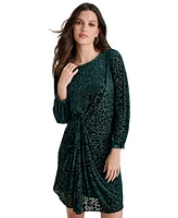 Dkny Petite Boat-Neck Long-Sleeve Twist-Front Dress