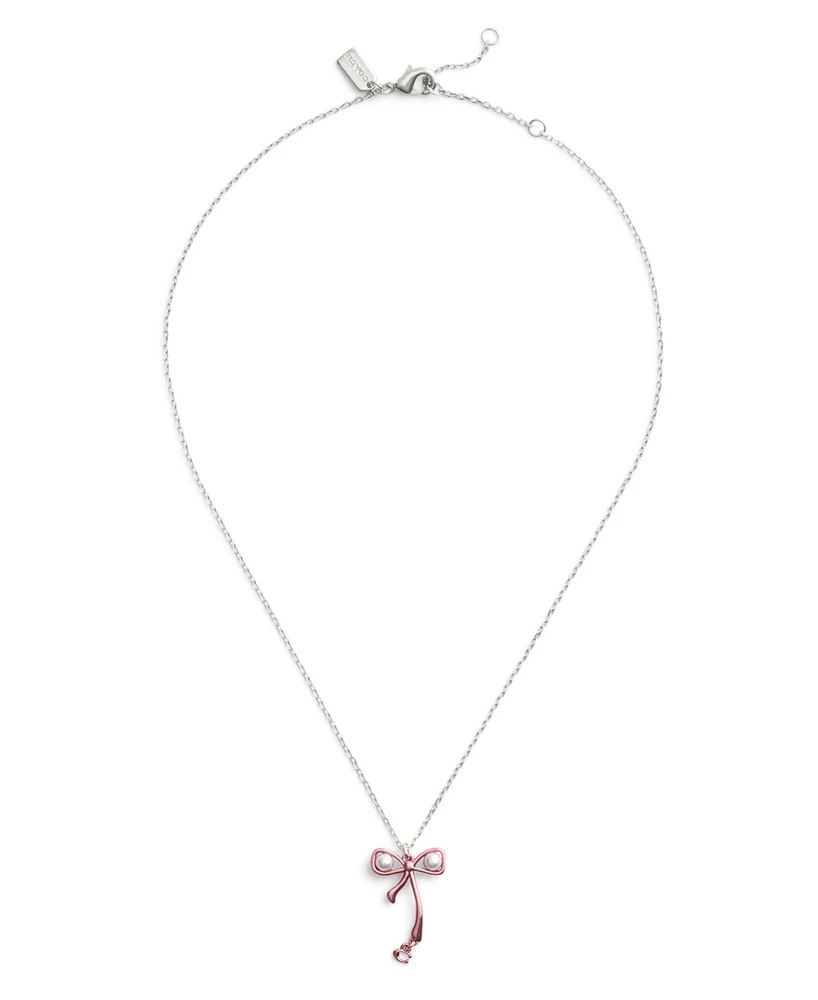 Coach Faux Cultivated Pearl Bowtique Pendant Necklace