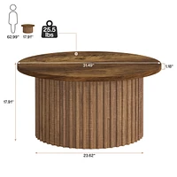Tribesigns 31.5" Round Coffee Table, Farmhouse Circle Coffee Table with Metal Base, Modern Wood Accent Center Table Sofa Side Table for Living Room, H