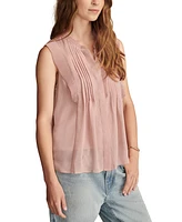 Lucky Brand Women's Pleated Pintucked Sleeveless Blouse