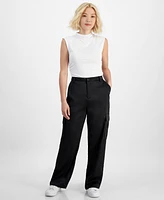 Dkny Jeans Petite High-Rise Satin Cargo Pants