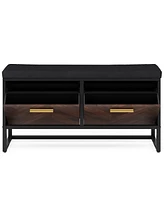 Tribesigns Shoe Storage Bench with Seat Cushion, Entryway Shoe Bench with 2 Flip Drawers, Hallway Bench with Shoe Storage Cabinet, Hidden Shoes Organi