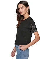 Karl Lagerfeld Paris Women's Rhinestone-Trim T-Shirt