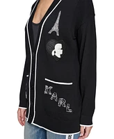 Karl Lagerfeld Paris Women's Embellished Varsity Cardigan