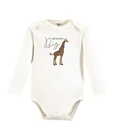 Touched by Nature Baby Boys Organic Cotton Long-Sleeve Bodysuits, Classic Safari