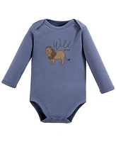 Touched by Nature Baby Boys Organic Cotton Long-Sleeve Bodysuits, Classic Safari