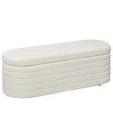 Homcom End of Bed Bench, Teddy Fleece Upholstered Storage Bench, Cream