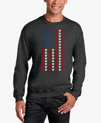 La Pop Art Men's Paws Flag Word Crewneck Sweatshirt