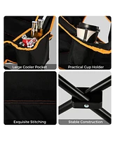 Givimo Folding Camping Chair with Footrest Camping Lounge Chair with Carry Bag-Black
