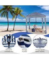 Givimo 6 x 6 Feet Foldable Beach Cabana Tent with Carrying Bag and Detachable Sidewall