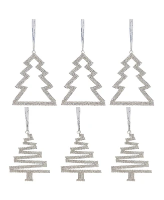 Slickblue Jewel Pine Tree Ornaments - Pack of 6 - Festive Holiday Decorations