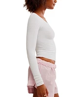 Free People Women's Love Letter Textured Long-Sleeve Top