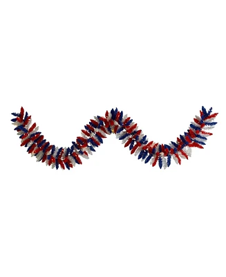 Slickblue Patriotic Garland with 50 Led Lights for Fourth of July and Memorial Day Decor