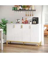 Tribesigns Modern Storage Cabinet, 59 Inch Console Cabinet Sideboard Buffet with 4 Doors & Gold Metal Base, Entryway Cupboard Furniture for Li
