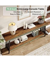 Tribesigns 70.9" Extra Long Console Table, 2-Tier Sofa Table with Storage, Industrial Entryway Table Behind Couch, Narrow Hallway Table Entrance Table