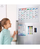 Zulay Kitchen Magnetic Dry Erase Calendar Whiteboard Kit For Fridge