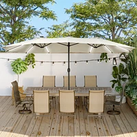 Casainc Outdoor Double-Sided Rectangular Led Light Market Umbrella With Base