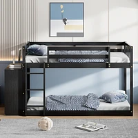 Full Over Full Bunk Bed With 4 Drawers And 3 Shelves