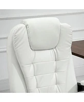 7-Point Vibrating Massage Office Chair, High Back, White