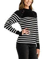 Bcx Juniors' Mock-Neck Long-Sleeve Rib-Knit Sweater