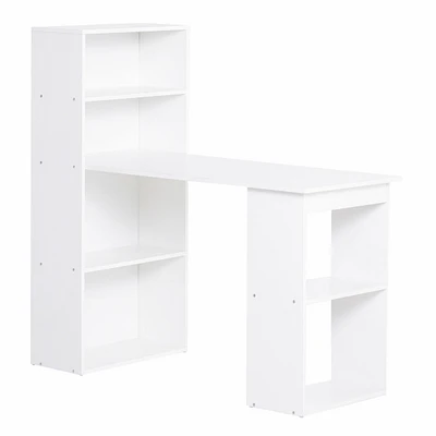 Streamdale Furniture White 47" Home Office Desk with 6-Tier Bookshelf