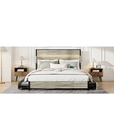 Queen Bed Frame with Headboard, Storage, and Charging Station