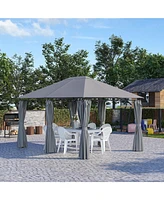 Outdoor Patio Gazebo Canopy with 6 Removable Sidewalls