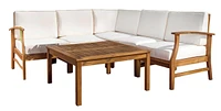 Perla 6-Pc Acacia Wood Outdoor Sofa Set, Cream