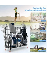 Givimo Double Golf Bag Rack with Removable Golf Club Stand and Wheels