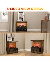 Streamdale Furniture 26" Electric Fireplace Stove with Remote Control, 12H Timer, Brown