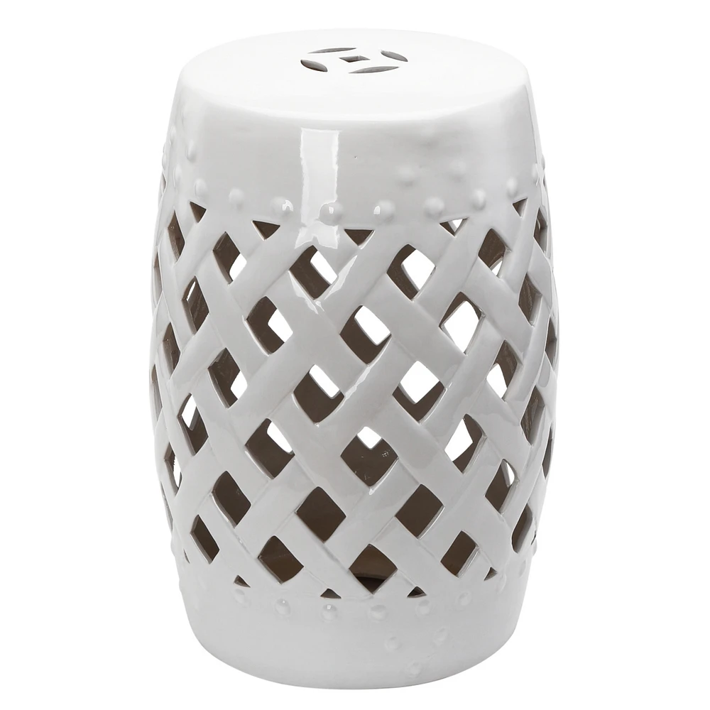 Streamdale Furniture 13" Ceramic Garden Stool with Woven Design