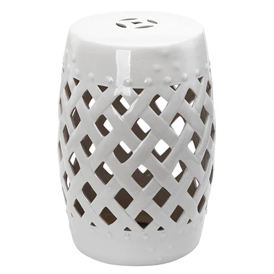 Streamdale Furniture 13" Ceramic Garden Stool with Woven Design