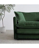 Streamdale Furniture Comfortable Green Chenille Loveseat with Ottoman