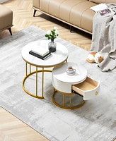 Streamdale Furniture Marble Nested Coffee Table Set (Gold)